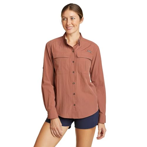 Eddie Bauer Women's Guide UPF Long-Sleeve Shirt, Cocoa, Small