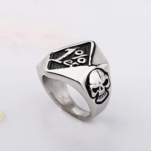 WKXZMTR Men's One Percent 1% Rings Biker Jewelry Motorcycle Club Ring Biker Ring Skull Rings Gothic 1% er Jewelry Biker Gifts (1% Rings G 14)