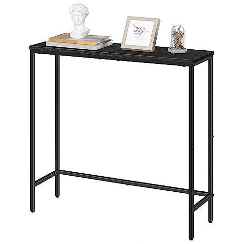 HOOBRO Narrow Console Table, 29.5" Small Entryway Table, Thin Sofa Table, Side Table, Display Table, for Hallway, Bedroom, Living Room, Foyer, Black BK75XG01