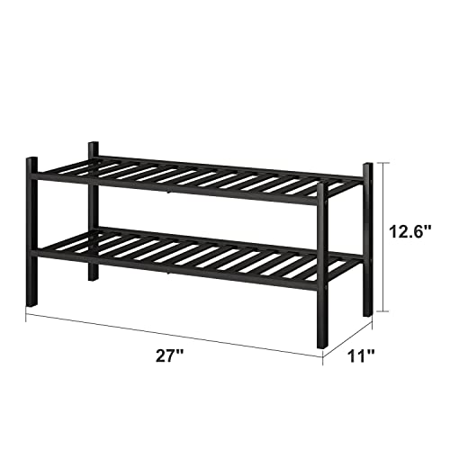 viewcare 5-Tier Bamboo Shoe Rack for Entryway, Stackable | Foldable | Natural, Shoe Organizer for Hallway Closet, Standing Shoe Racks for Indoor Outdoor