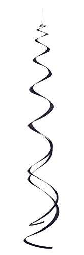 Solid Black Plastic Hanging Swirl Decorations - 26'', Pack of 8 - Perfect for Parties & Home Decor