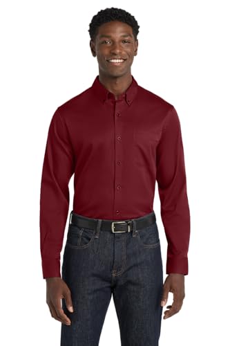 Port Authority Men's SuperPro React Twill Long Sleeve Button-Down Shirt, Marine Green, Small