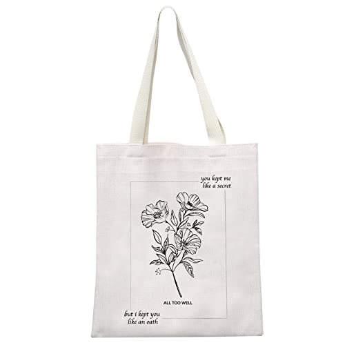 GJTIM Song Lyrics Gift Music Lover Merchandise Music Album Gift Song Inspired Tote Bag Singer Album Gift Bag for Singer TS Fans (You Kept Me Tote)