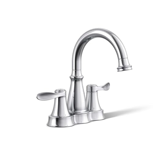 KOHLER 27378-4K-BN Bellera Centerset 4 inch Bathroom Faucet with Pop-Up Drain Assembly, 2-Handle Bathroom Sink Faucet, 1.0 gpm, Vibrant Brushed Nickel