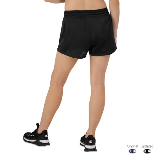 Champion Mesh, Lightweight Gym, Mid-Rise Workout Shorts for Women, 2.5", Black, X-Small