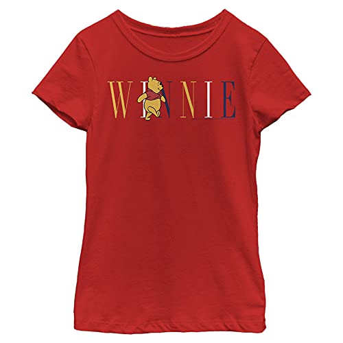 Disney Winnie Pooh Fashion Girl's Solid Crew Tee, Red, X-Small