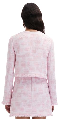 Oscar de la Renta, TextuRed Tweed Jacket, White/Pink, 8