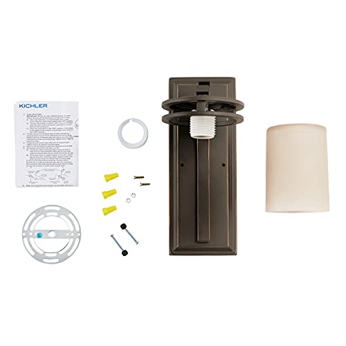 Kichler Hendrik 12" 1 Light Wall Sconce with Light Umber Etched Glass Olde Bronze®, 5.25"