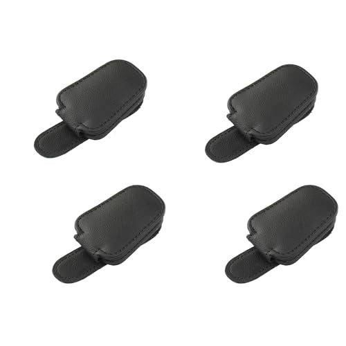 Sunglasses Holders for Car Sun Visor, Magnetic Leather Glasses Eyeglass Hanger Clip for Car, Visor Sunglasses Holder Clip Car Accessories for Truck (4pack Black)