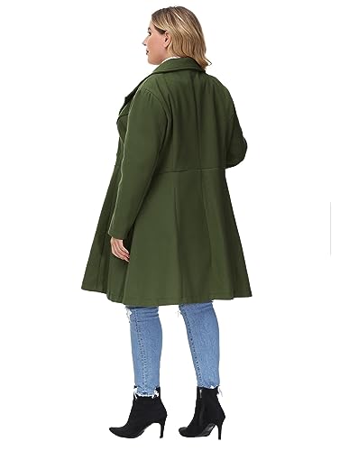 Hanna Nikole Women Winter Wool Coat Plus Size Lapel Collar Classic Lightweight Overcoat Navy Blue 16W