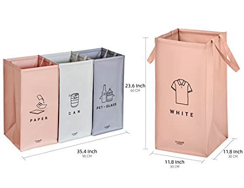 ECOWAN LIVING 54L Recycle Bins for Kitchen, Indoor Recycling Bins, Recycle Bins for Home, Recyclable Waste Trash Sorting Organizer, Reusable Waterproof Anty-Deformation Design, Pack of 3 Bags