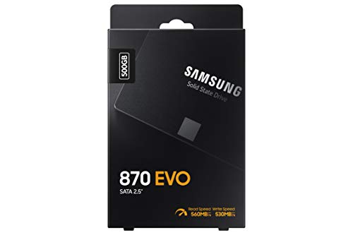 SAMSUNG 870 EVO SATA SSD 500GB 2.5” Internal Solid State Drive, Upgrade PC or Laptop Memory and Storage for IT Pros, Creators, Everyday Users, MZ-77E500B/AM, Black