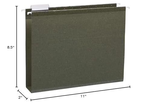 Amazon Basics Hanging File, Box Bottom, Heavy Duty, 2-Inch Expansion, 25-Pack, Letter (8.5" x 11"), Green