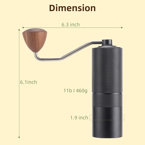 Manual Coffee Bean Grinder,Popsweeter C38 hand coffee grinder with Stainless Steel Conical Grinding Burr for Espresso,Pour Over,FrenchPress,Moka,Americano, for Office Home Traveling Camping