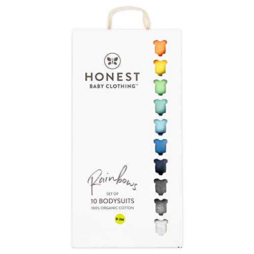 HonestBaby Baby 10-Pack Organic Cotton Short Sleeve Bodysuits, Gift Box Rainbow Boy, Newborn, preemie