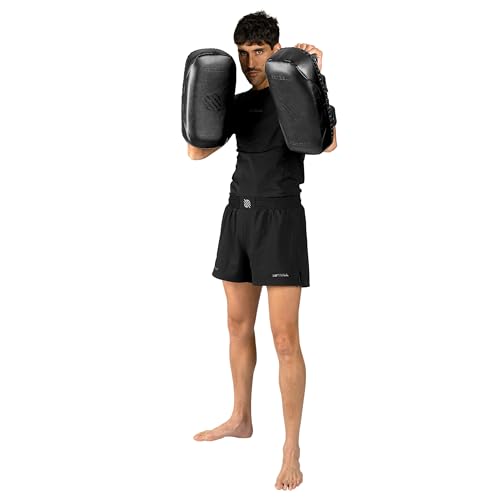 Sanabul Upgraded Battle Forged Kickboxing Muay Thai Pads 2pcs Muay Thai Striking Coaching Gear Martial Arts Training Kick Pads 1 Pair - Black
