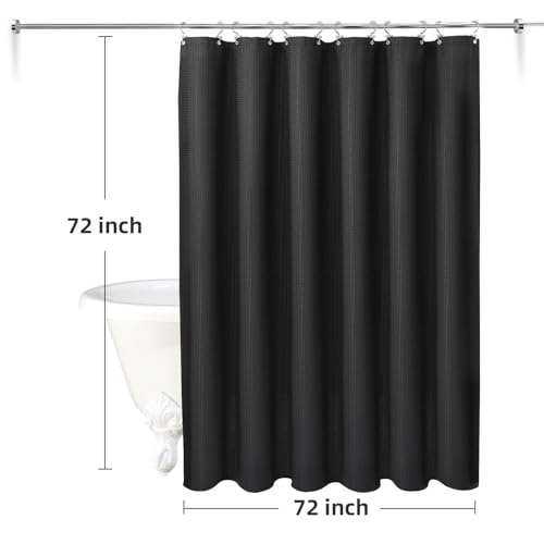 LaCyan 3 in 1 Waterproof Waffle Weave Shower Curtain and Clear Liner Set with 12 Stainless Steel Hooks Double Sided for Bathroom 72 Inches Heavy Duty Polyester Fabric Shower Curtains 72x72