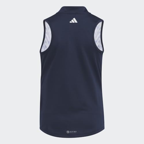 adidas Girl's Standard Heat.RDY Sleeveless Printed Polo Shirt, Collegiate Navy, X-Small