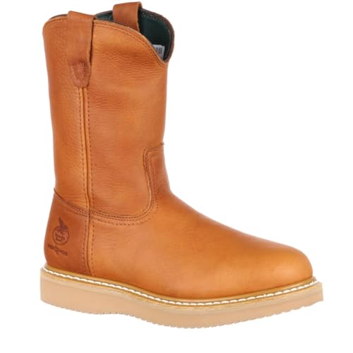 GEORGIA BOOT Wedge Steel Toe Pull On Work Boot, Barracuda Gold, Size 10(W)
