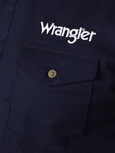 Wrangler mens Western Logo Two Pocket Long Sleeve Button Down Shirt, Navy, 3X US