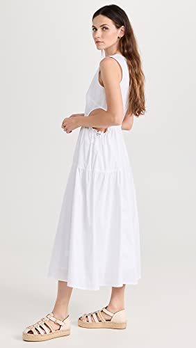 Moon River Women's Sleeveless Side Cut-Out Adjustable Shirred midi Dress, White, X-Small