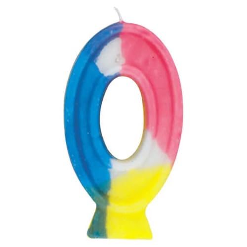 Number "0" Rainbow Birthday Candle - 2.75" (1 Pc) - Colorful Wax Celebration Centerpiece, Perfect Party Decor