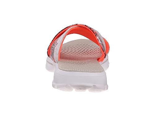 Skechers Performance Womens Go Walk Fiji Flip Flop,Natural Coral Flower,8 M US