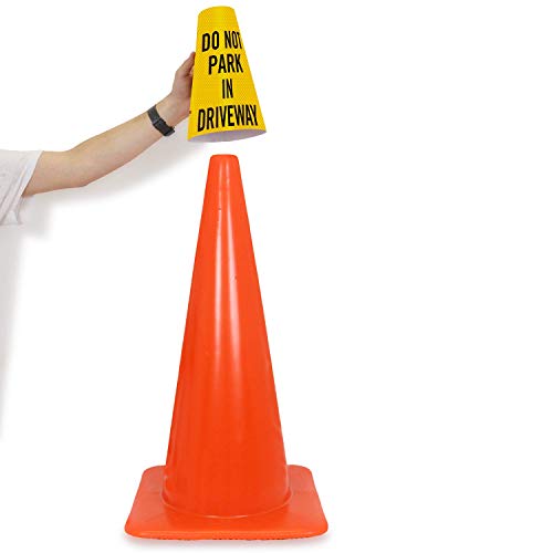 SmartSign “Do Not Park in Driveway” Bright Reflective Cone Message Sleeve, [Cone Not Included]