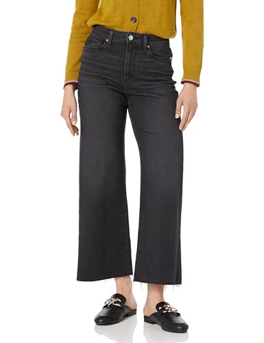 PAIGE Women's Anessa Raw Hem Jeans, Black Lotus, 34