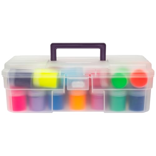 Akro-Mils 12-Inch ProBox Plastic Art Supply, Hobby or Craft Storage Toolbox, Model 09912CLPUR, (12-Inch x 5-1/2-Inch x 4-Inch), Clear