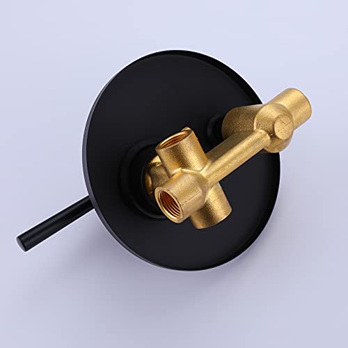 RBROHANT Matte Black Rain Shower System, Wall Mounted 10 Inches Round High Pressure Rainfall Shower Head with Handheld Shower Faucet Set, Solid Brass Rough-in Valve Included, RCS81005MB
