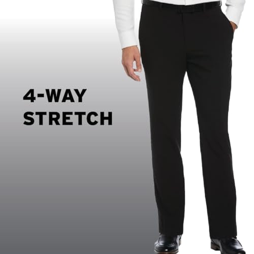 Savane Men's Slim Fit 4-Way Stretch Pant With Active Waistband, 38W x 29L, Charcoal