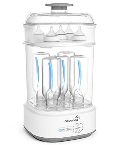 GROWNSY Bottle Sterilizer and Dryer, Compact Electric Steam Baby Bottle Sterilizer (Esterilizador de Biberones), Bottle Sanitizer for Baby Bottles, Pacifiers, Pump Parts