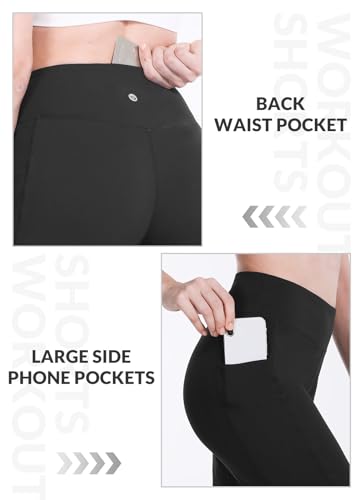 baleaf Women's 10" Long Bermuda Shorts Knee Length with Pockets Walking Athletic Workout High Rise Yoga Running Black S