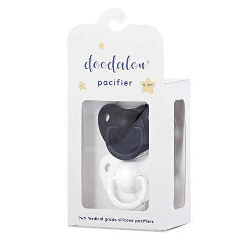 Doodalou Silicone Baby Pacifier - Set of 2 | Safe, Hygienic, and Soothing Teething Relief for Babies | Newborn Pacifier | 100% Medical Grade Silicone, Dishwasher Safe - Navy Blue Light Blue, Small