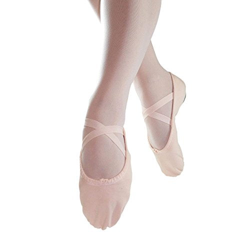 Danzcue Adult Canvas/Leather Ballet Shoes Split Sole Ballet Slippers for Women Dance Shoes, Pink, 11M