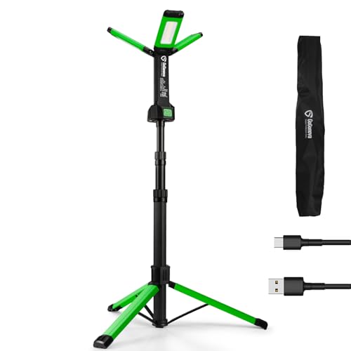 Rechargeable Work Light with Stand, GoGonova Cordless Work Light with Triple LED Lamps, 8AH Battery, 700/1200/2200 Lumen, 4000/6500K Dimmable Led Work Light Kit (Green)