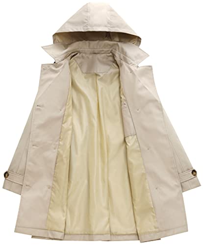 Chrisuno Dress Coats for Women Rain Trench Coat Mid Length Spring Abrigos Para Mujer Elegantes Double Breasted Water Resistant Windbreaker Classic Belted Lapel Overcoat Wine Red 2XL