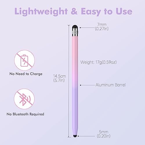 Stylus Pens for Touch Screens 5 Pack, Stylushome Dual-end High Sensitivity Capacitive Stylus for iPad, iPhone, Android Samsung and Tablets All Universal Touchscreen Devices with 10 Rubber Tips