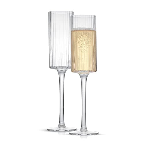 JoyJolt – ELLE 6oz Champagne Glasses. Vintage Style Unique Drinking Mimosa Glasses, Cocktail Glasses or Wedding Champagne Flutes.