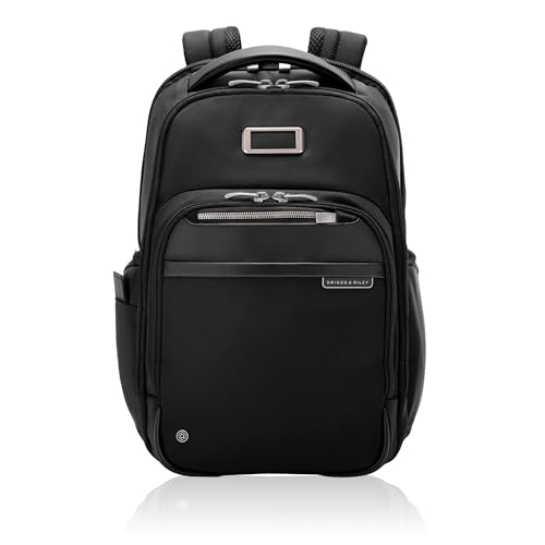 Briggs & Riley Medium Backpack for Women & Men - Laptop Backpack, For Work & Travel, Carry On Size, Lightweight & Durable, Padded Straps, Fits up to 14" Laptop - @work Collection, Black