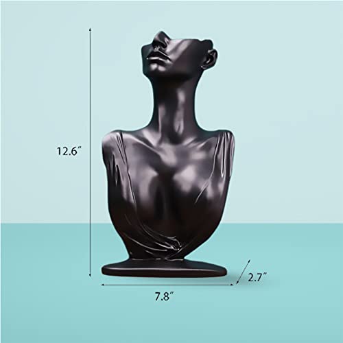 Papinimo Black Resin Jewelry Mannequin Bust Necklace Display Earring Pendant Chain Display Stand Model Holder for Shows Selling Home Decor