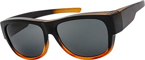 The Fresh High Definition Polarized Wrap Around Shield Sunglasses Over Prescription Glasses - Leather Eyeglasses Case (F616 Brown/Floral Flower Print, Brown)