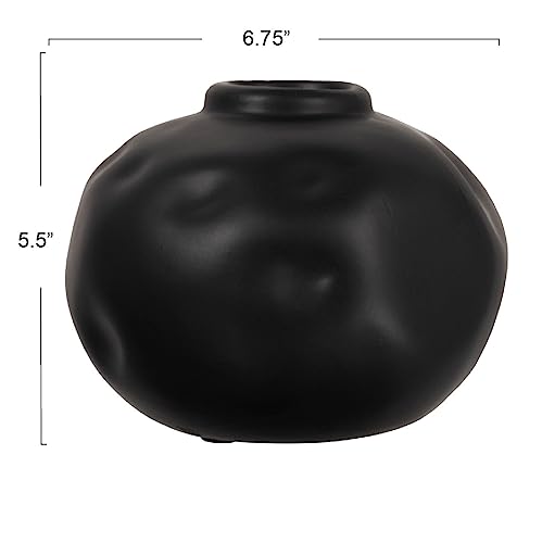 Creative Co-Op Pinched Organic Shape Terracotta, Matte Black Vase