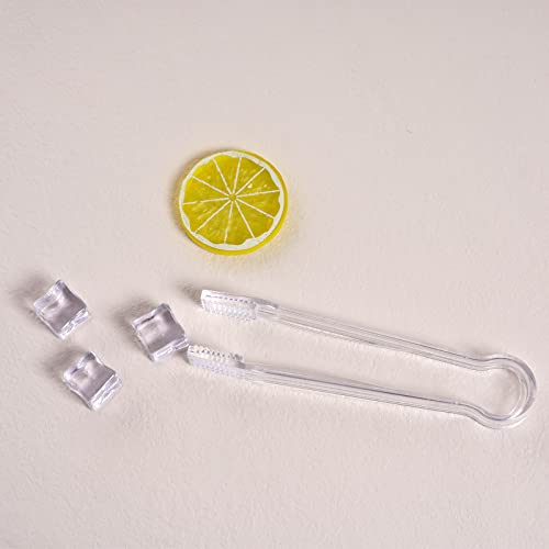 10 Pcs Plastic Buffet Serving Tongs, Clear Kitchen Tongs Mini Serving Utensil Tongs for Food Ice Salad Buffet Barbecue Cookies, 6.3 Inches