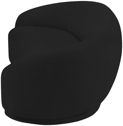 Meridian Furniture 693Black-S Hyde Collection Modern | Contemporary Boucle Fabric Upholstered Sofa, Black, 89.5" W x 38" D x 27.5" H