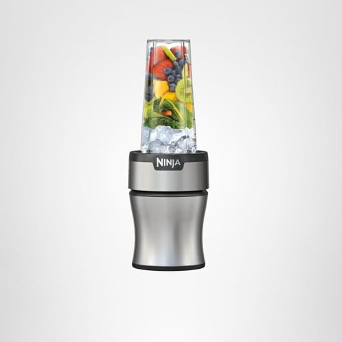 Ninja BN301 Nutri-Blender Plus Compact Personal Blender, 900-Peak-Watt Motor, Frozen Drinks, Smoothies, Sauces & More, (3) 20 oz. To-Go Cups, (2) Spout-Lids (1) Storage-Lid, Dishwasher Safe, Silver