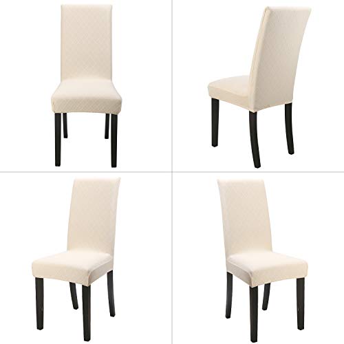 YISUN Dining Chair Covers Set of 4, Stretch Printed Flower Dining Chair Cover, Parsons Chair Covers Removable Washable Chair Slipcover Protector for Dining Room, Kitchen, Ceremony (Leaf Pattern1)