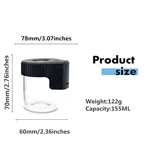 Oweto Led Transparent Glass Seal Storage Jar, Light-Up Magnifying Glass Ornamental Bottle (Black)