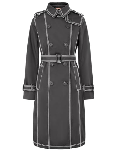 Orolay Women's Mid-Length Trench Coat Double-Breasted Classic Lapel Windbreaker Water-Resistant Belted Overcoat Gray Small